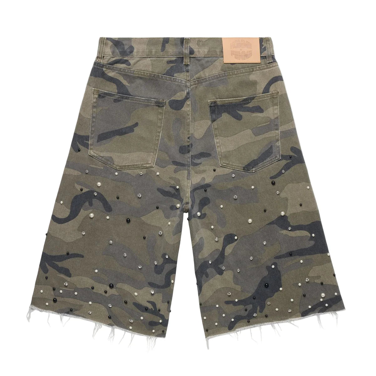 HOMME FEMME DARK CAMO GEMSTONE SHORTS
