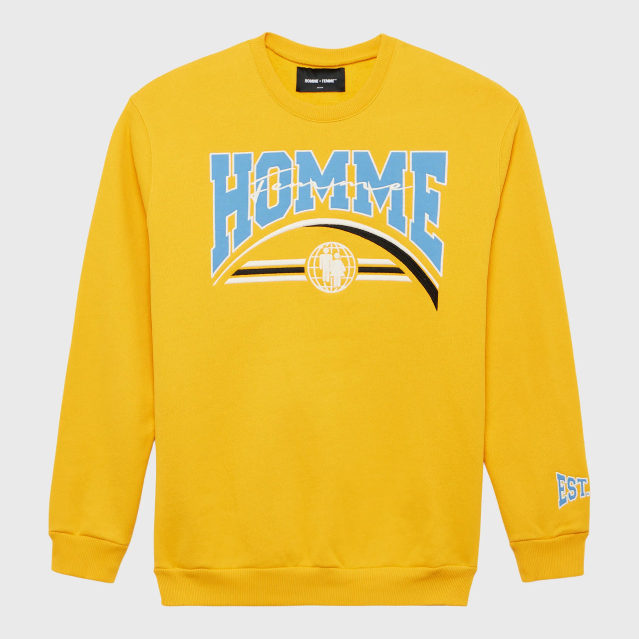 HOMME FEMME EMBROIDERED GLOBAL LOGO CREWNECK ORANGE