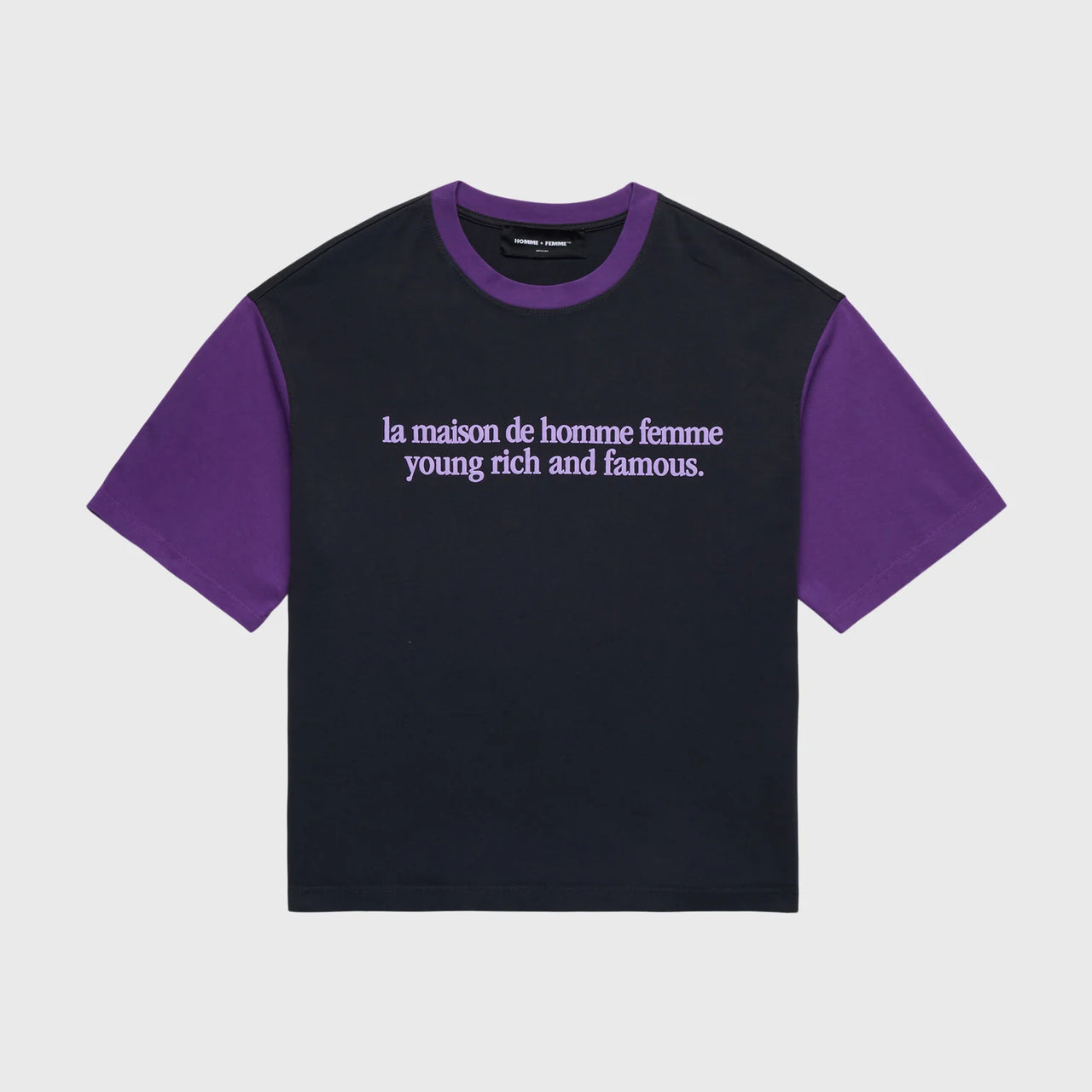 HOMME FEMME DESTROYED MAISON TEE BLACK/PURPLE