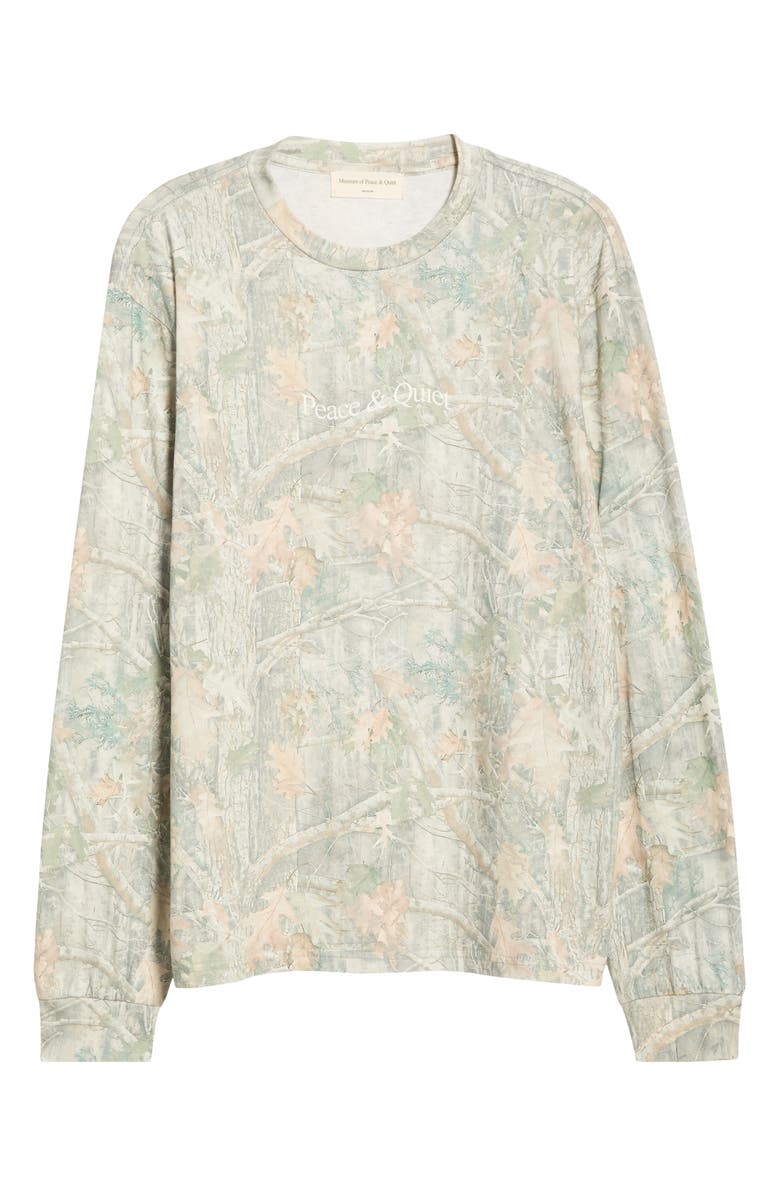 Museum of Peace & Quiet - Wordmark Camo Logo Long Sleeve Graphic T-Shirt