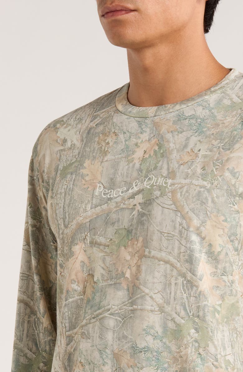 Museum of Peace & Quiet - Wordmark Camo Logo Long Sleeve Graphic T-Shirt