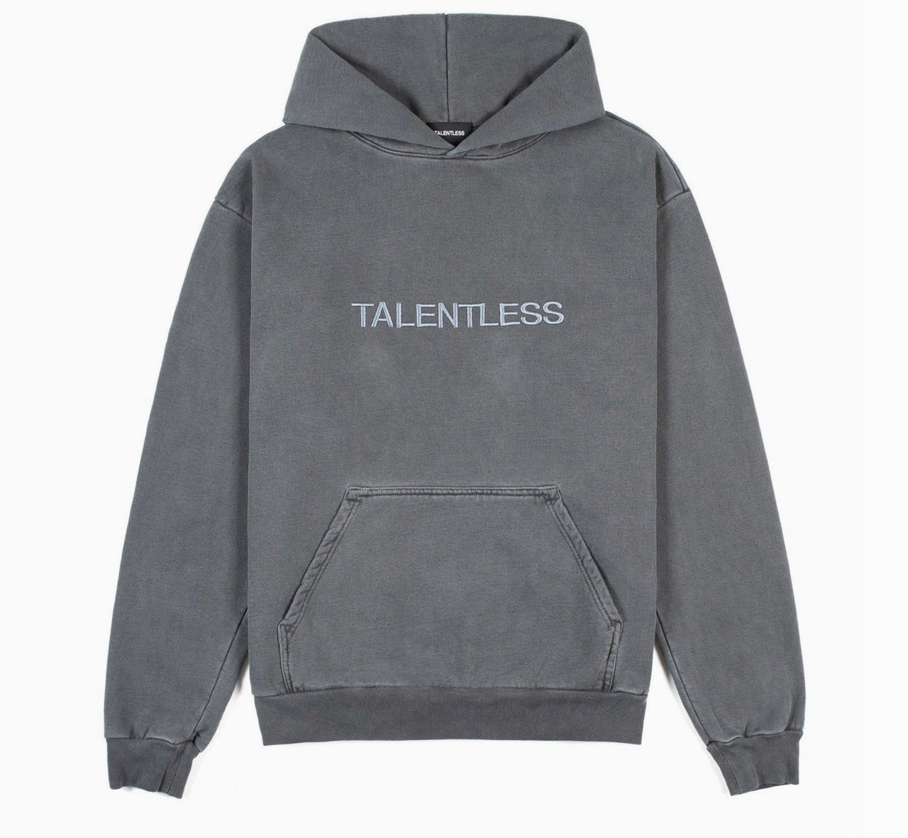 TALENTLESS-MENS HOODIE - CIRCLE LOGO EMBROIDERED(STEEL GREY)