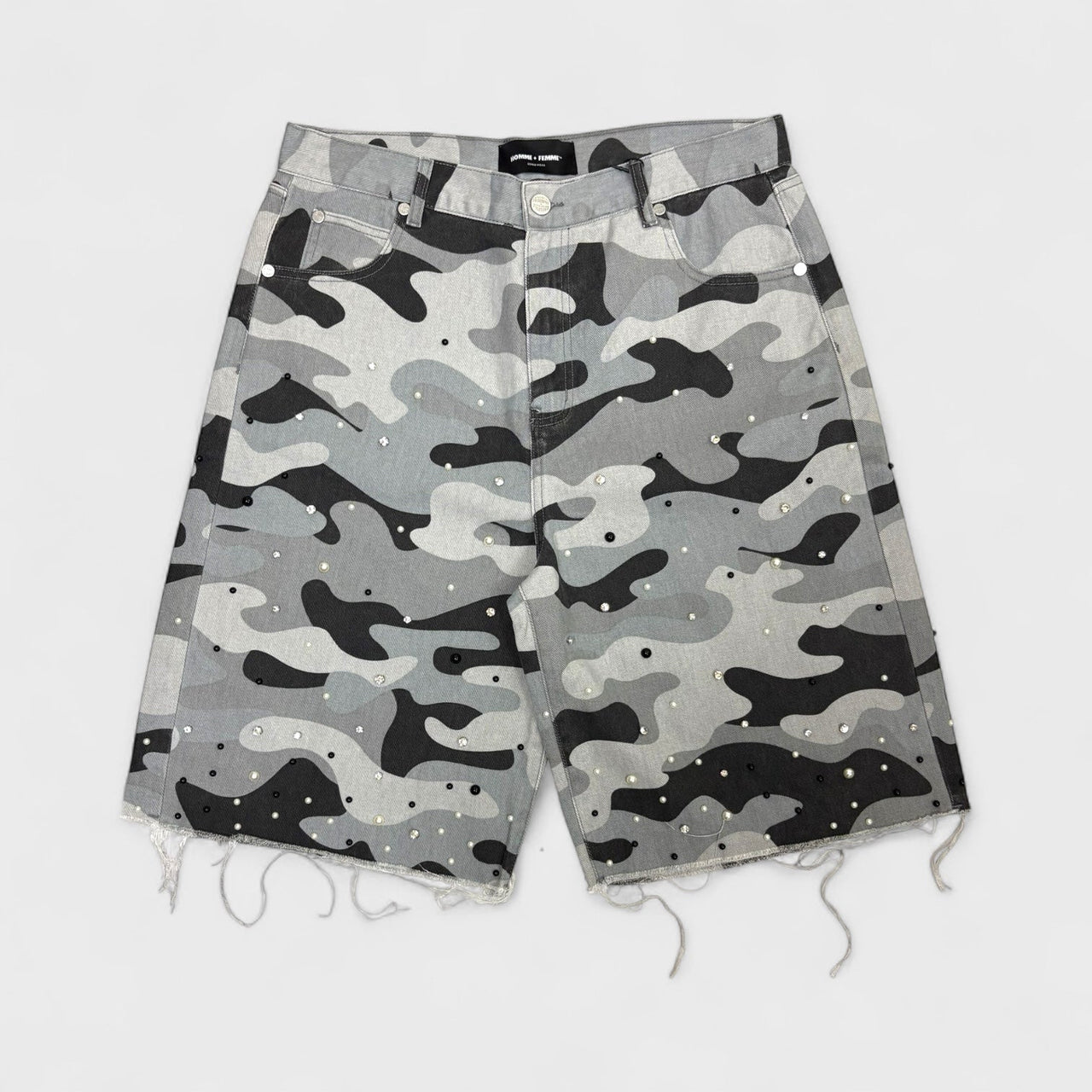HOMME FEMME SNOWCAMO GEMSTONE SHORTS