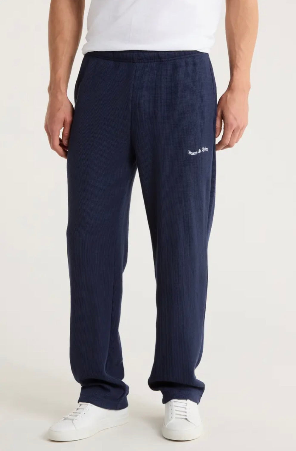 MOPQ Museum of Peace & Quiet - Wordmark Waffle Knit Pants Navy