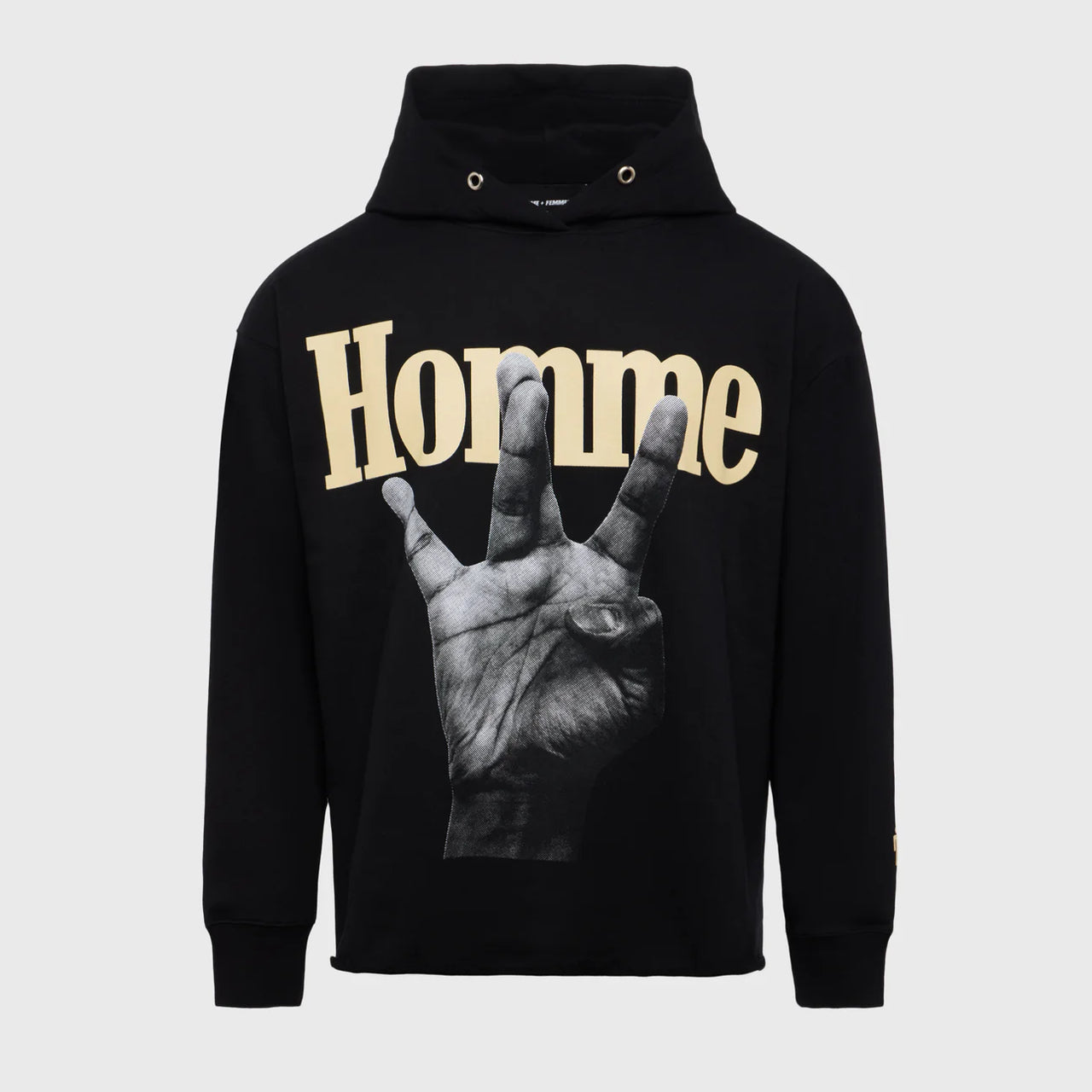 Homme Femme Twisted Fingers Hoodie Black and Cream
