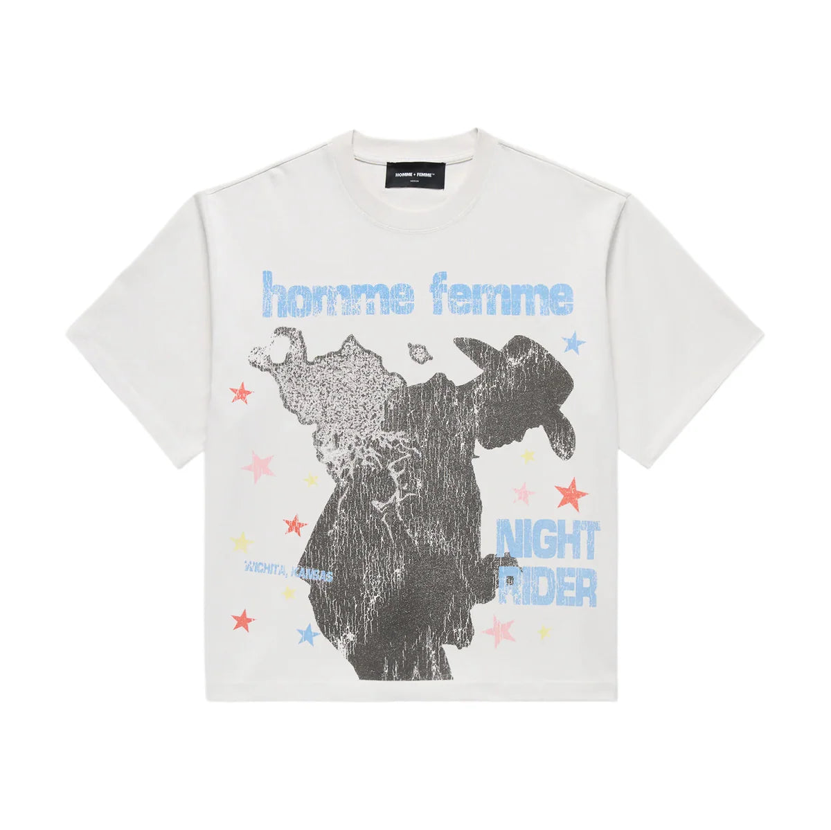 Homme + Femme Night Rider White Cropped Tee