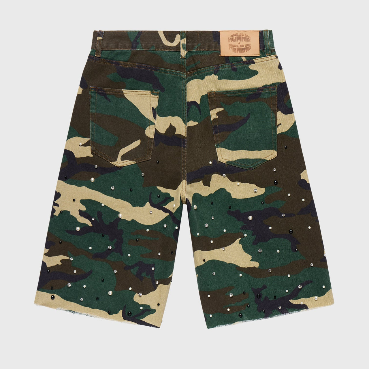 HOMME FEMME CAMO GEMSTONE SHORTS