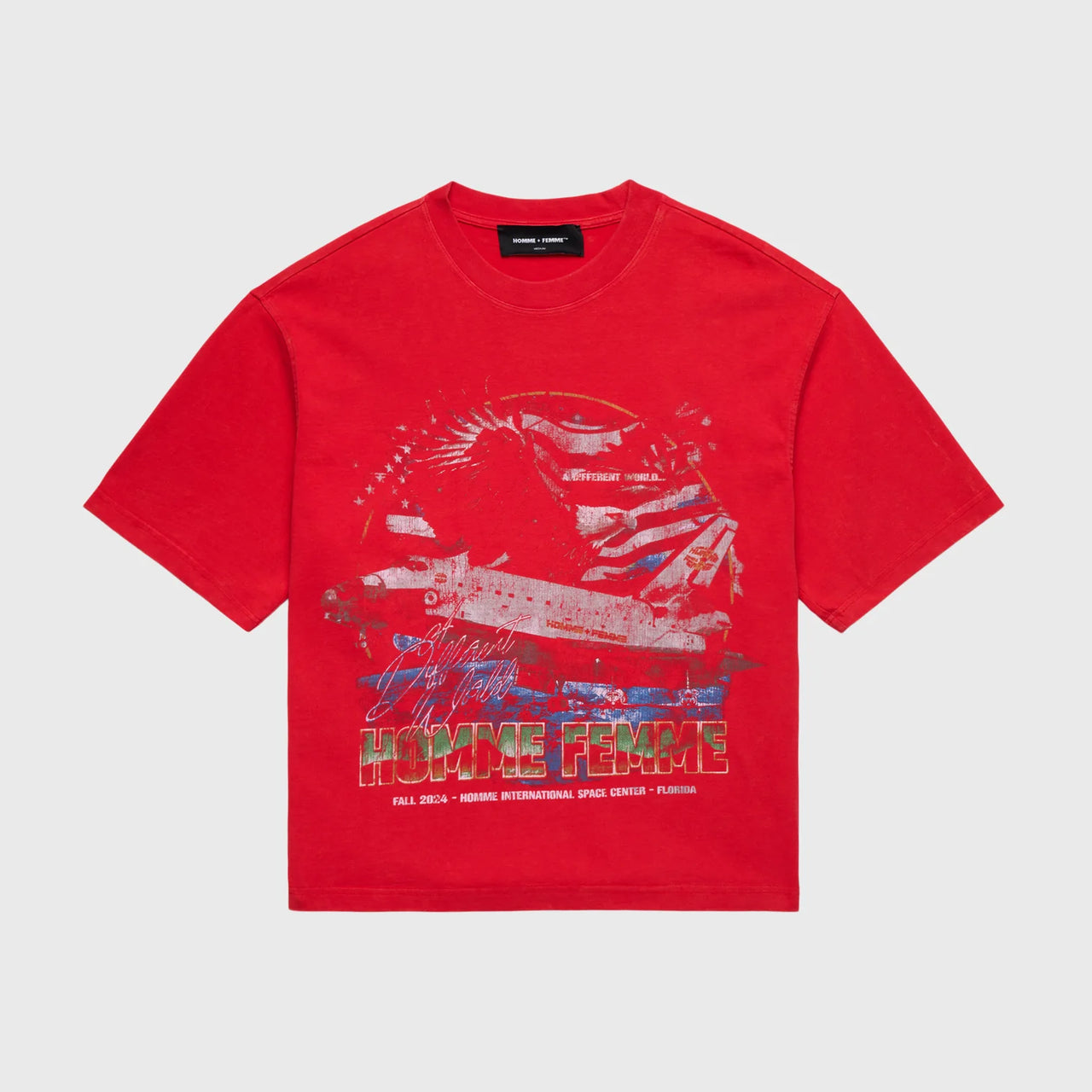 HOMME FEMME SPACE SHIP TEE RED