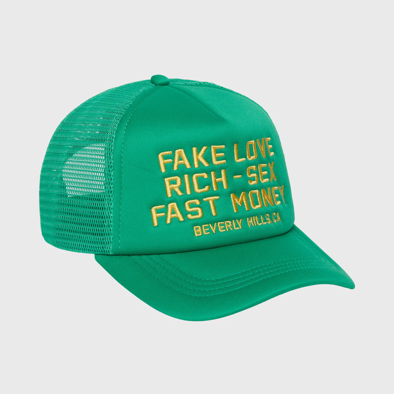 HOMME FEMME FAKE LOVE TRUCKER HAT GREEN