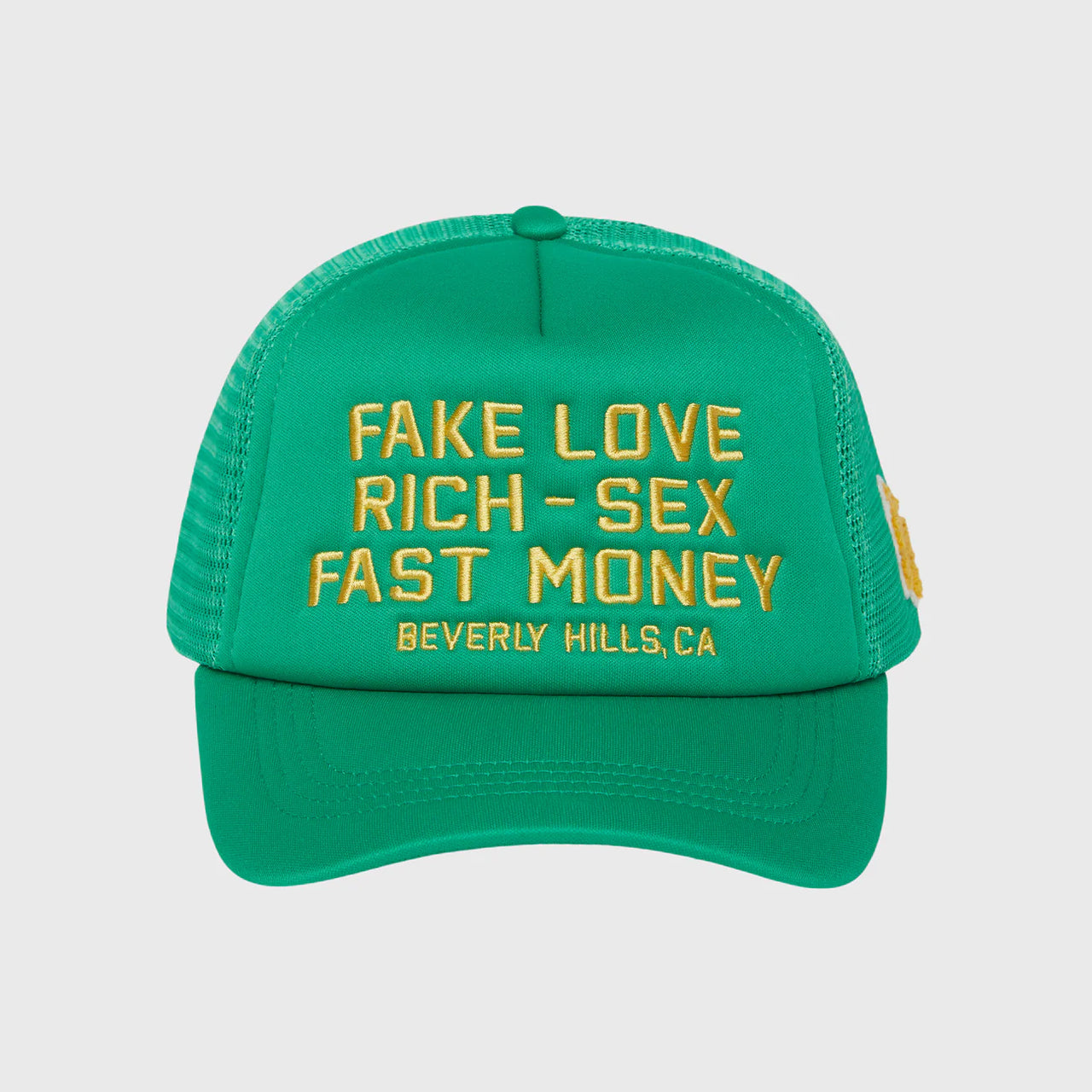 HOMME FEMME FAKE LOVE TRUCKER HAT GREEN