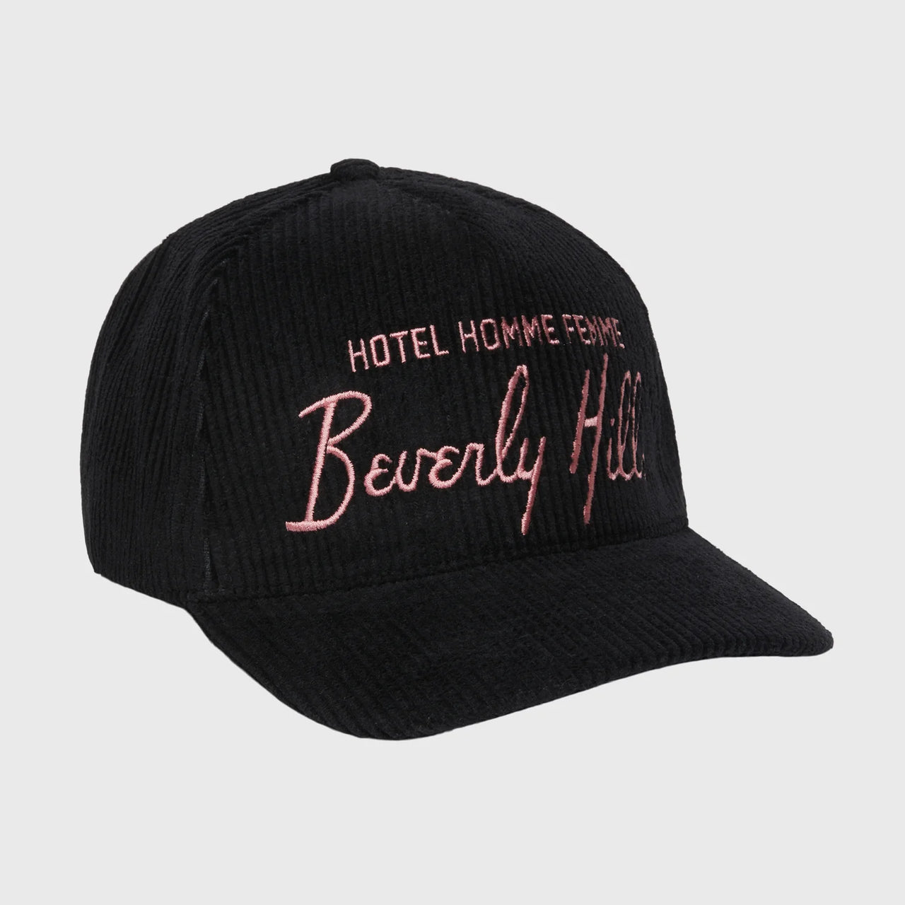 HOMME FEMME HOMME HOTEL CORDUROY HAT BLACK AND PINK