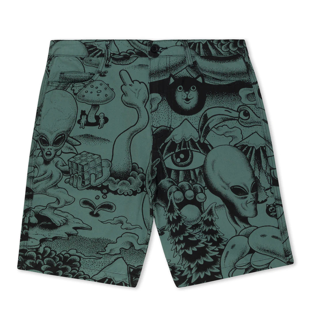 RIPNDIP DARK TWISTED FANTASY TWILL SHORTS (OLIVE/BLACK) Size 28