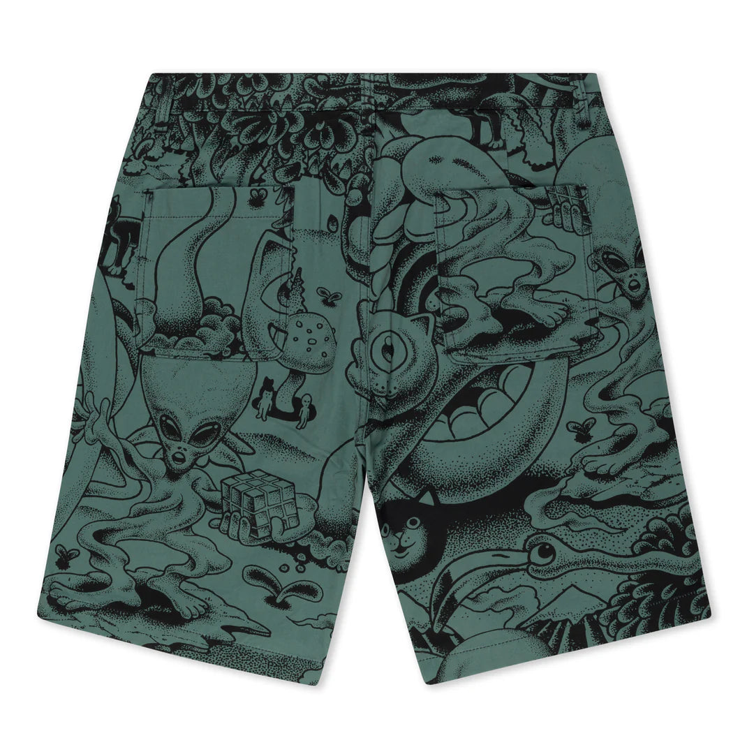 RIPNDIP DARK TWISTED FANTASY TWILL SHORTS (OLIVE/BLACK) Size 28