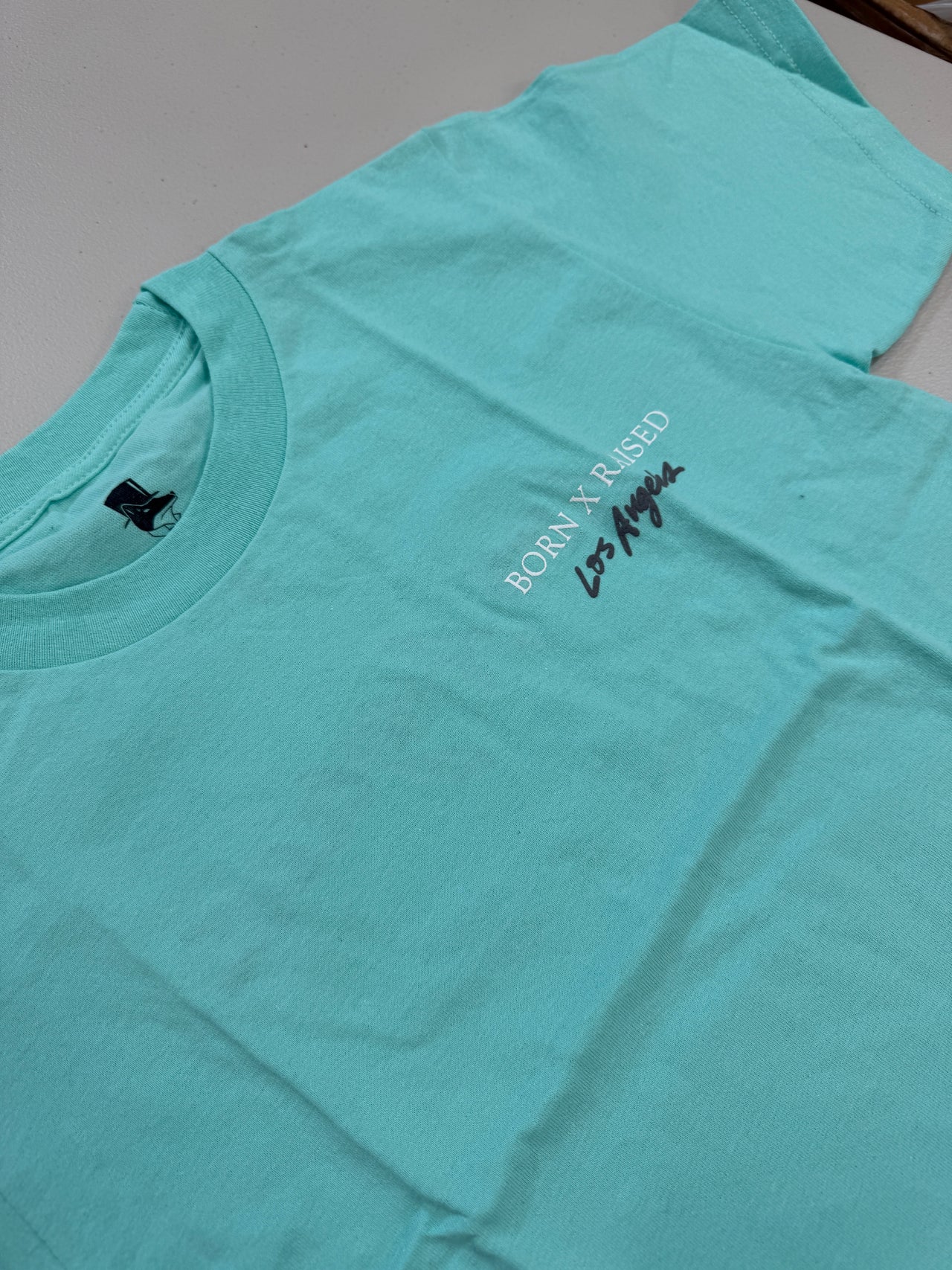 BORN X RAISED ON THE TURF BXR LA TEE (TEAL)