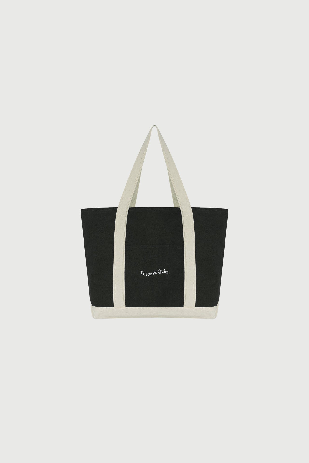 MOPQ Museum of Peace & Quiet - Classic Wordmark Boat Tote Bag Black/Natural