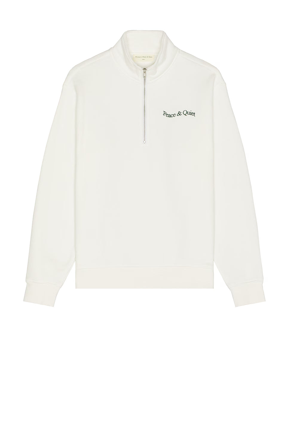 MOPQ Museum of Peace & Quiet - Wordmark Quarter Zip Up Sweater White