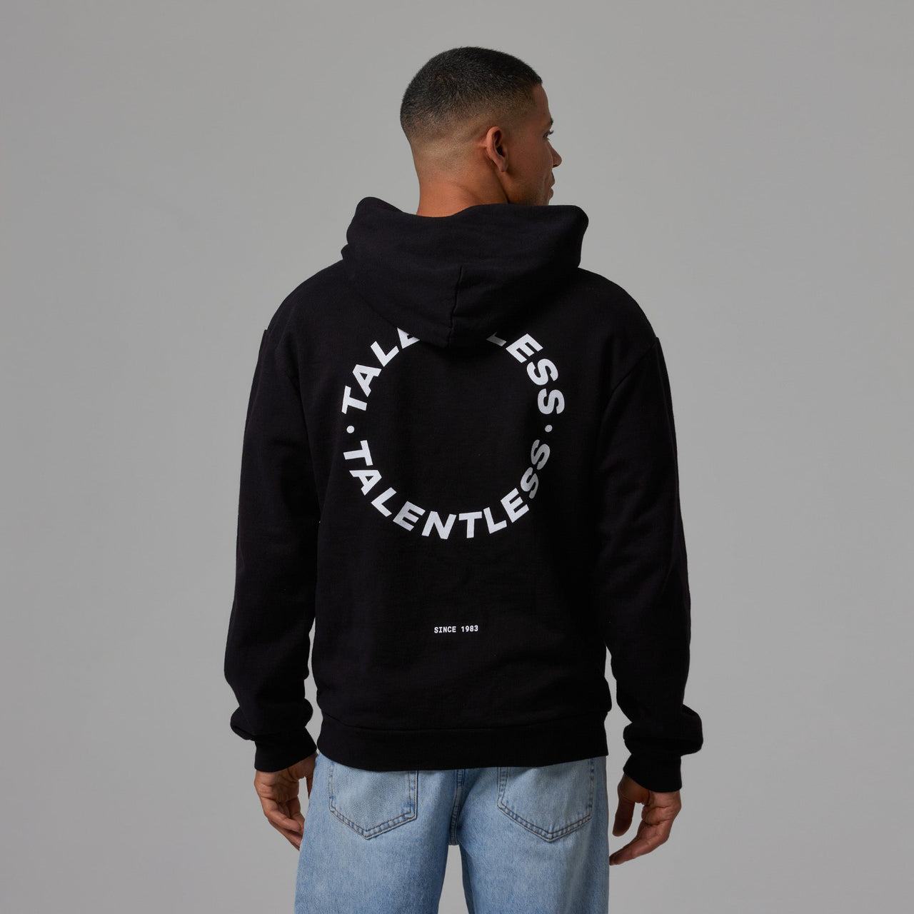 TALENTLESS -MENS HOODIE - CIRCLE LOGO (Pitch Black)
