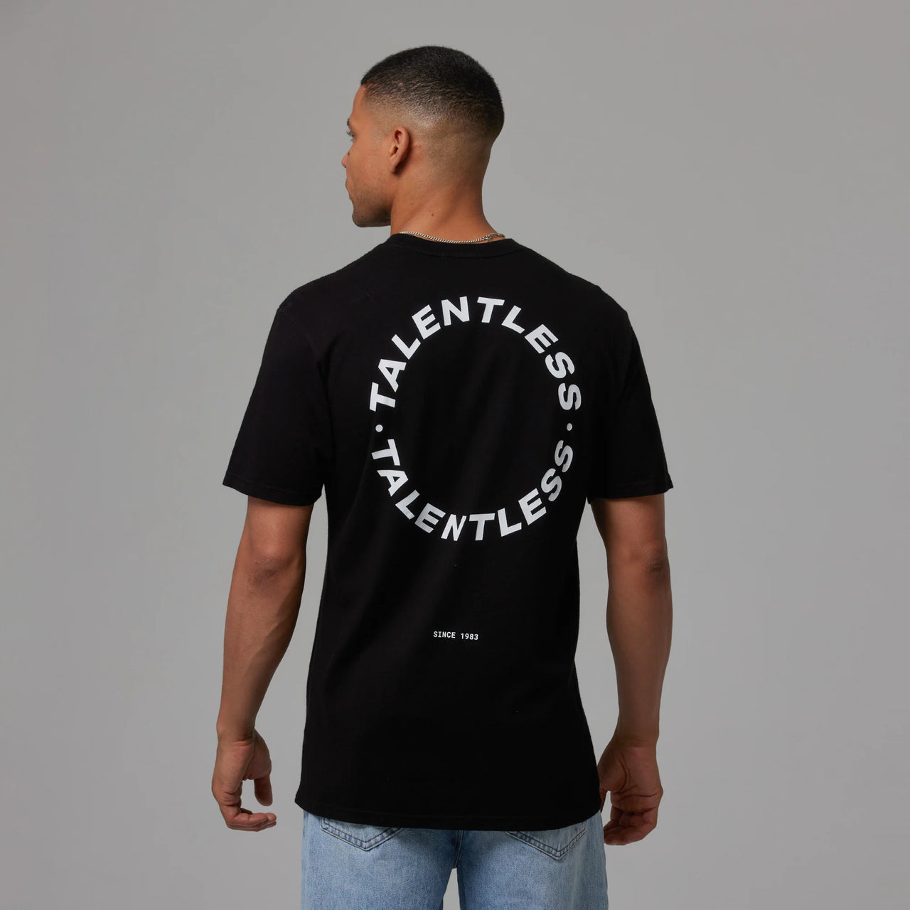 TALENTLESS MENS TEE - CIRCLE LOGO (Pitch Black)