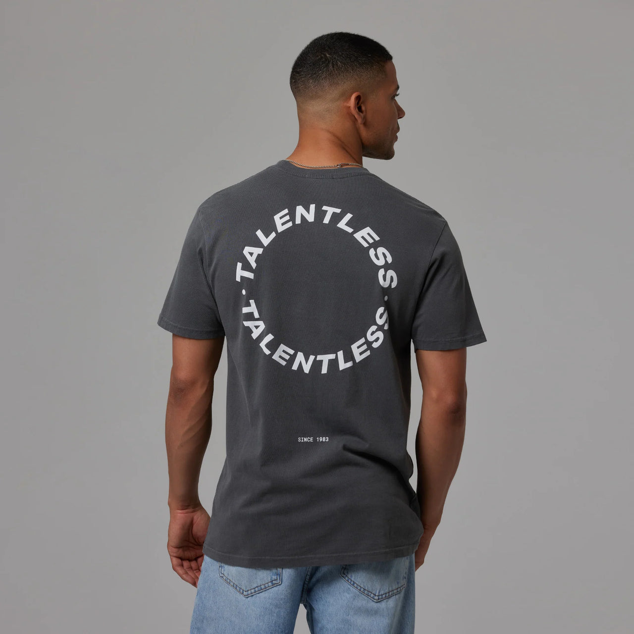 TALENTLESS MENS TEE - CIRCLE LOGO (Steel Grey)
