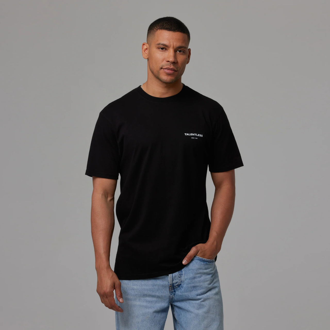 TALENTLESS MENS TEE - CIRCLE LOGO (Pitch Black)