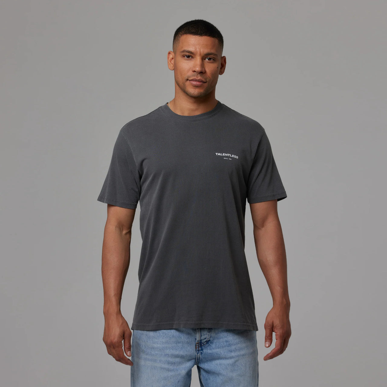 TALENTLESS MENS TEE - CIRCLE LOGO (Steel Grey)