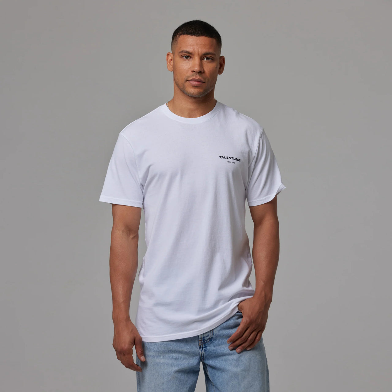 TALENTLESS MENS TEE - CIRCLE LOGO (WHITE)