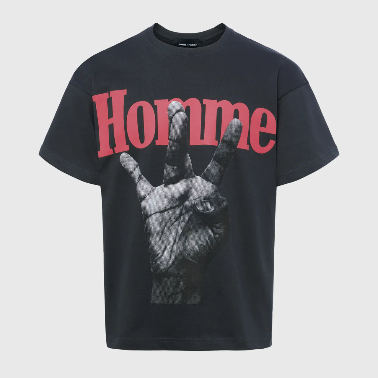 HOMME FEMME Twisted Fingers Tee Black with Red