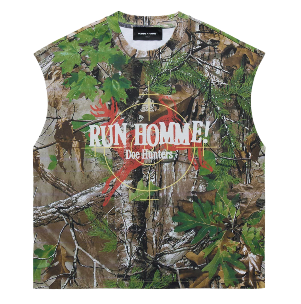 Homme + Femme Deer Country Cut Off Tee Real Tree