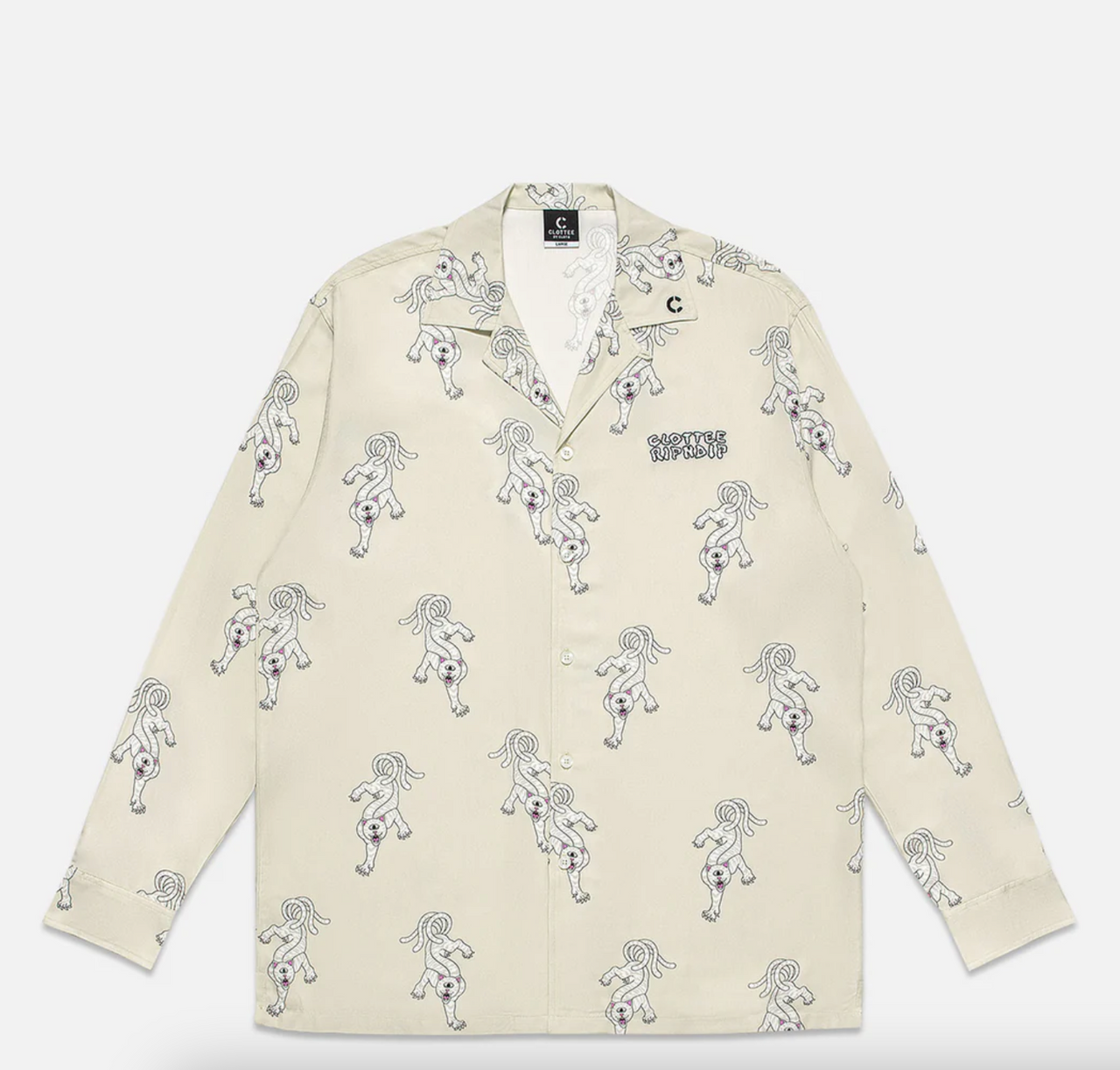 RIPNDIP X CLOTTEE LONG SLEEVE BUTTON UP (GREY)
