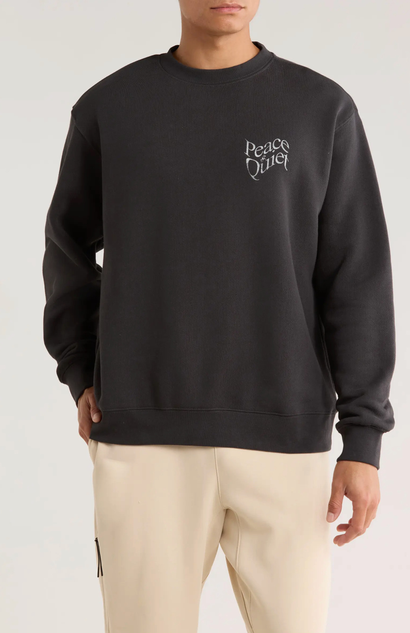 Museum of Peace & Quiet - Warped Logo Cotton Crewneck Sweatshirt (Black)
