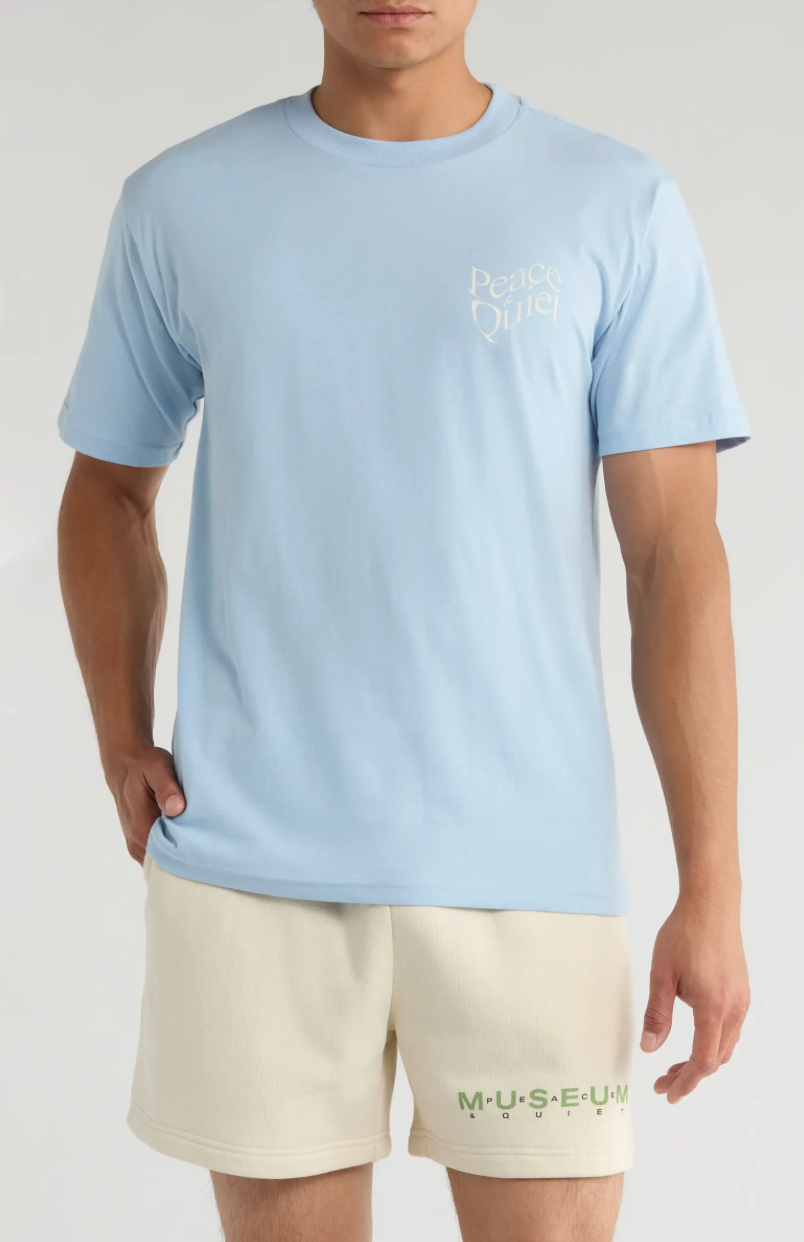 Museum of Peace & Quiet Warped Wordmark T-Shirt Baby Blue