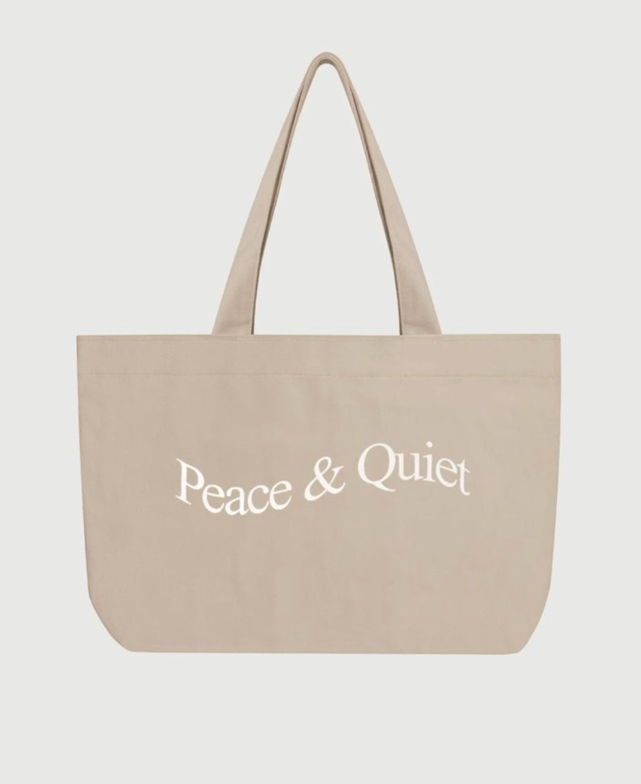MOPQ MUSEUM OF PEACE & QUIET Wordmark Tote (TAUPE)