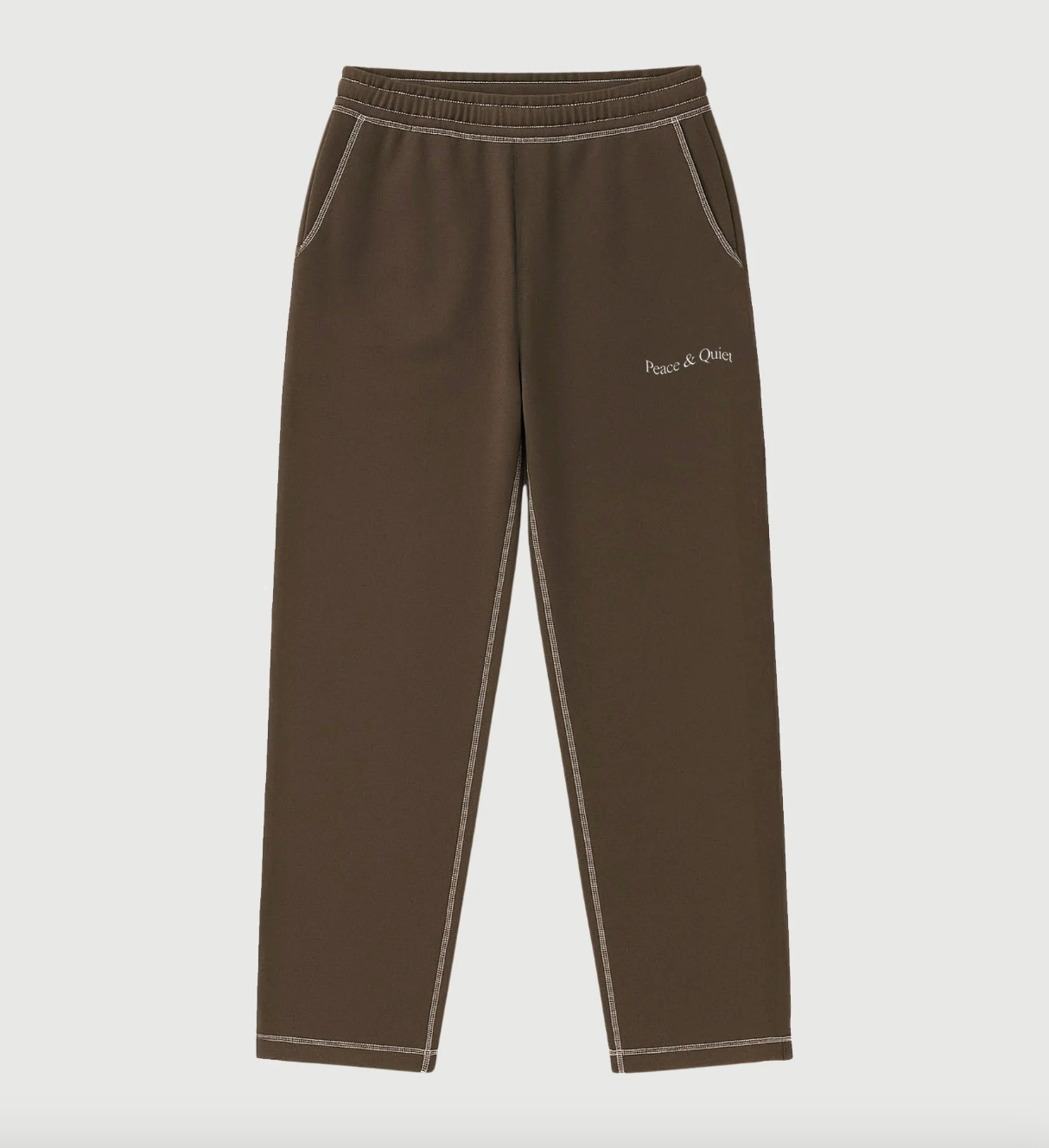 MOPQ Museum of Peace & Quiet - Wordmark Reverse Stitched Sweatpants - Brown
