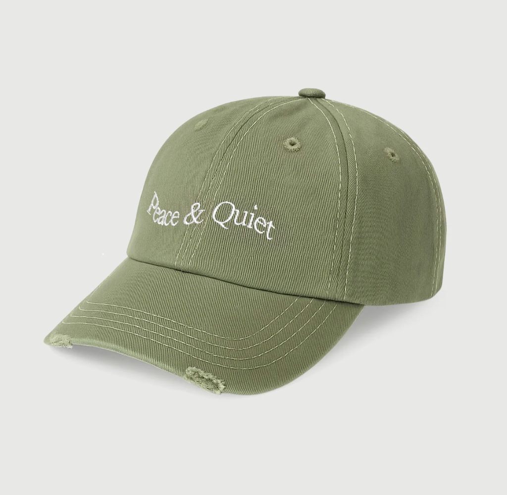 MOPQ Museum of Peace & Quiet - Wordmark Contrast Stitch Hat Sage