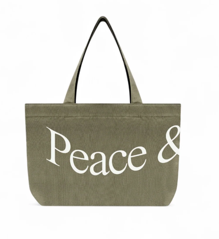 MOPQ MUSEUM OF PEACE & QUIET Wordmark Tote Bag - OLIVE