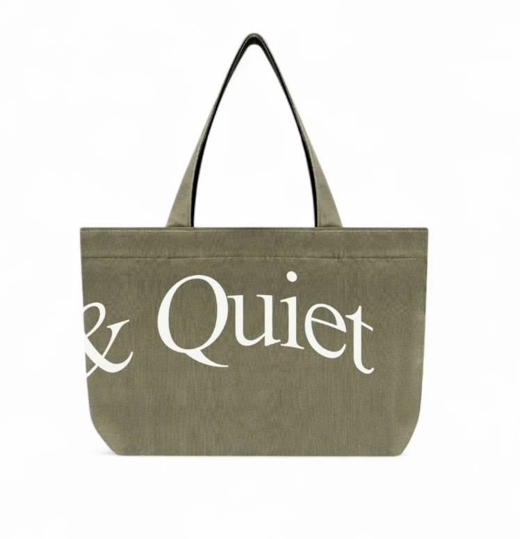 MOPQ MUSEUM OF PEACE & QUIET Wordmark Tote Bag - OLIVE