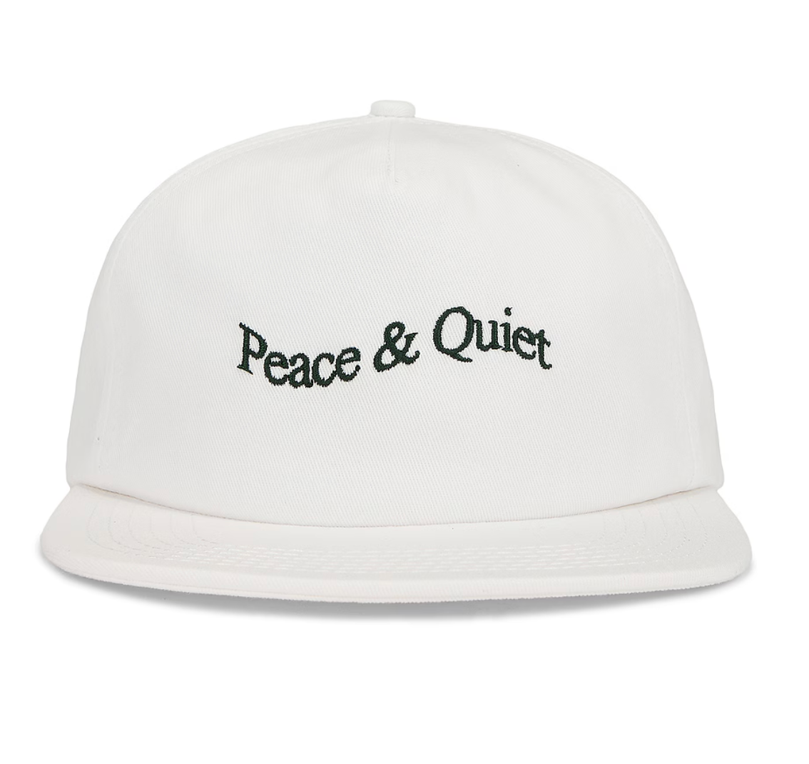MOPQ Museum of Peace and Quiet Wordmark 5 Panel Hat -WHITE