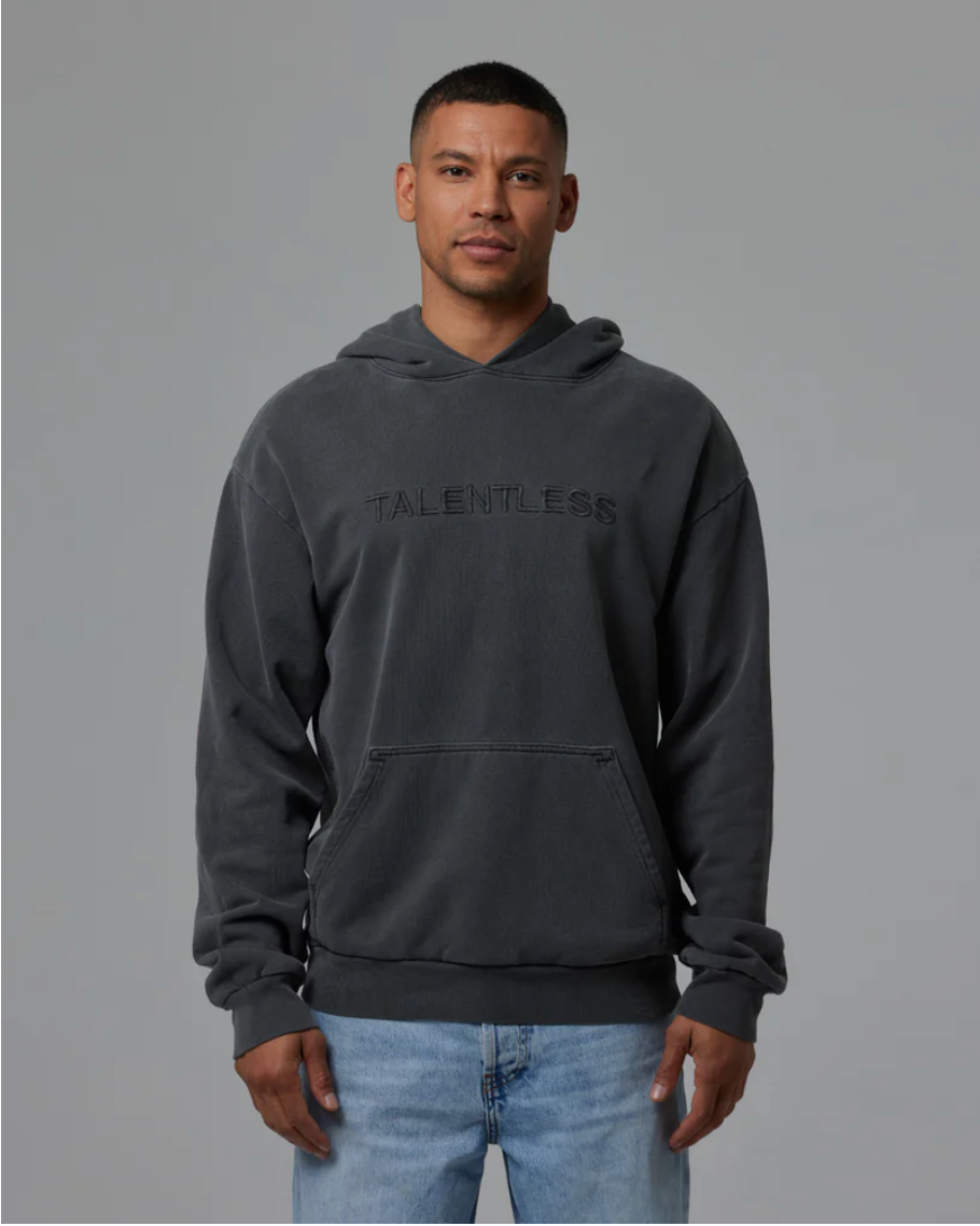 TALENTLESS - MENS HOODIE - CIRCLE LOGO EMBROIDERED (Steel Gray)