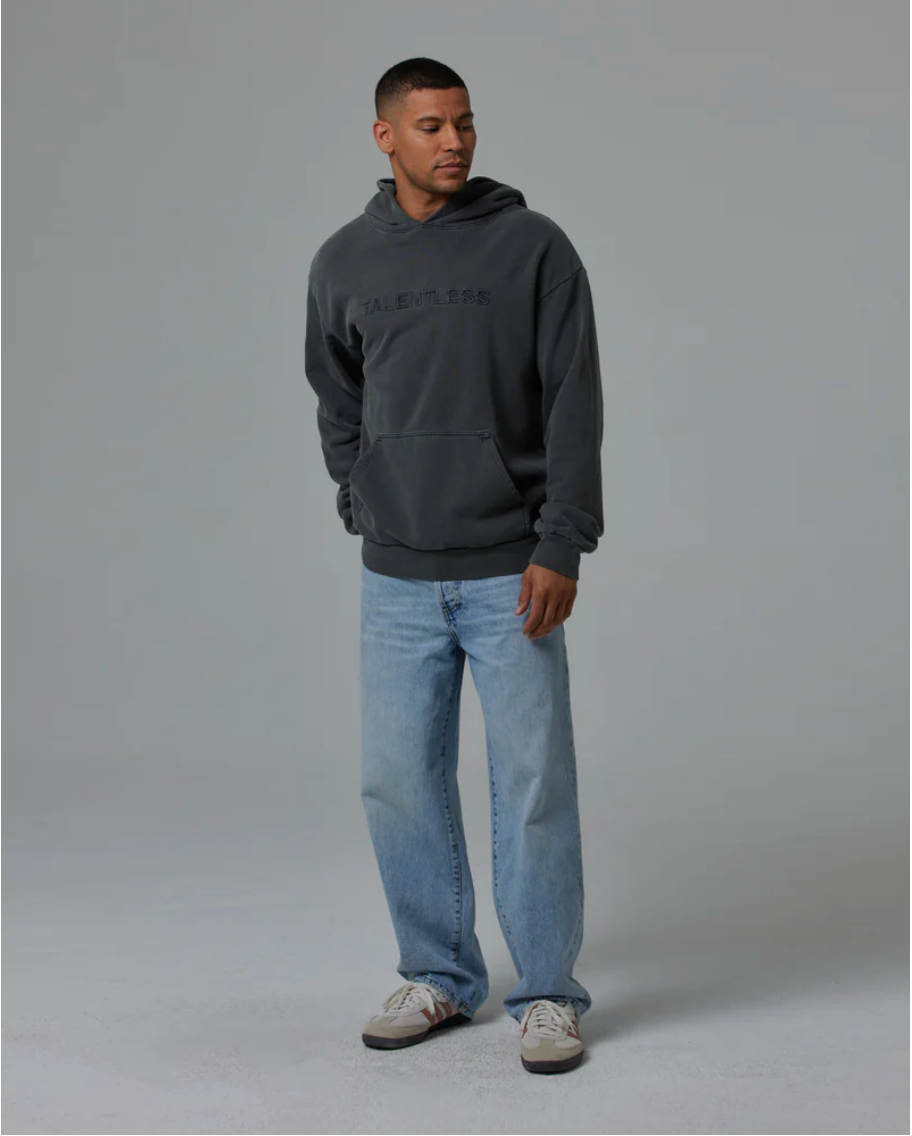TALENTLESS - MENS HOODIE - CIRCLE LOGO EMBROIDERED (Steel Gray)