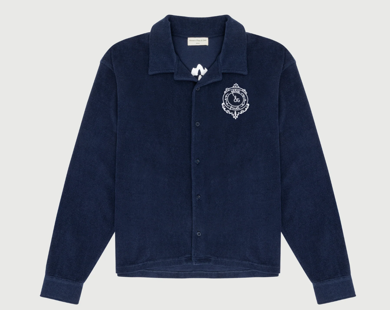 Museum of Peace & Quiet - PQ Seal Terry Cloth Button Up (Navy)