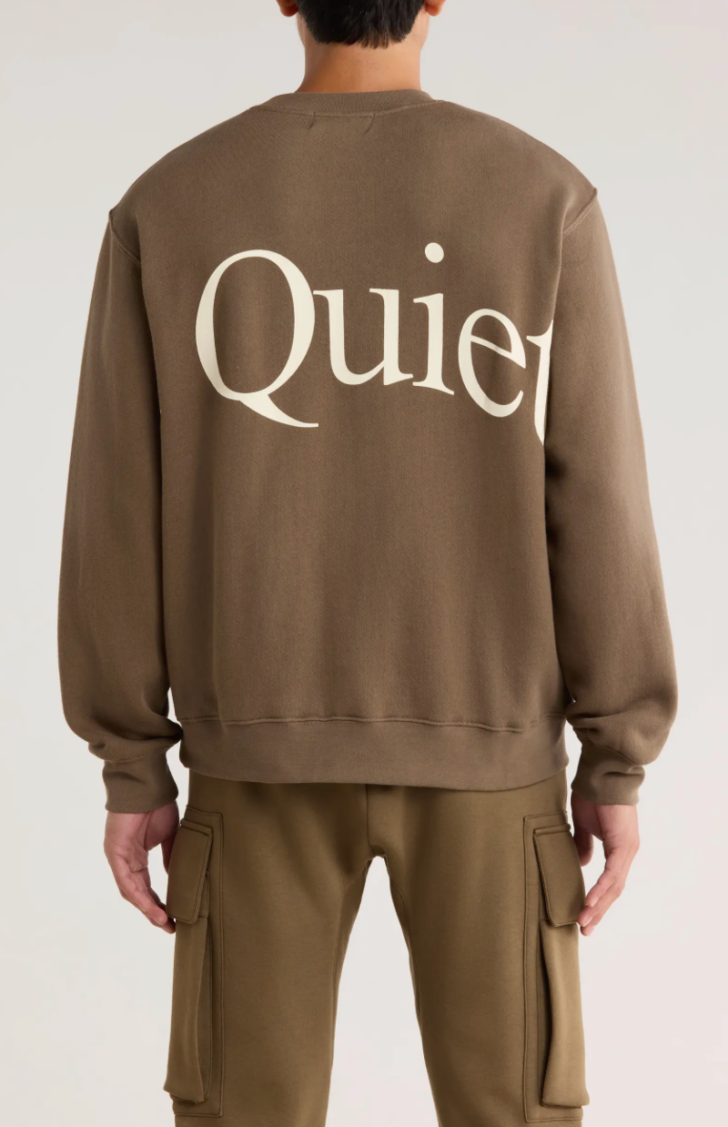 Museum of Peace & Quiet - Jumbo Wordmark Cotton Fleece Crewneck Sweatshirt (Brown)