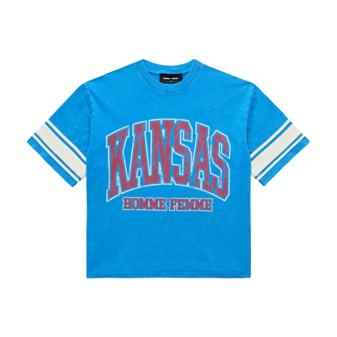 Homme + Femme Kansas Cropped Tee Blue